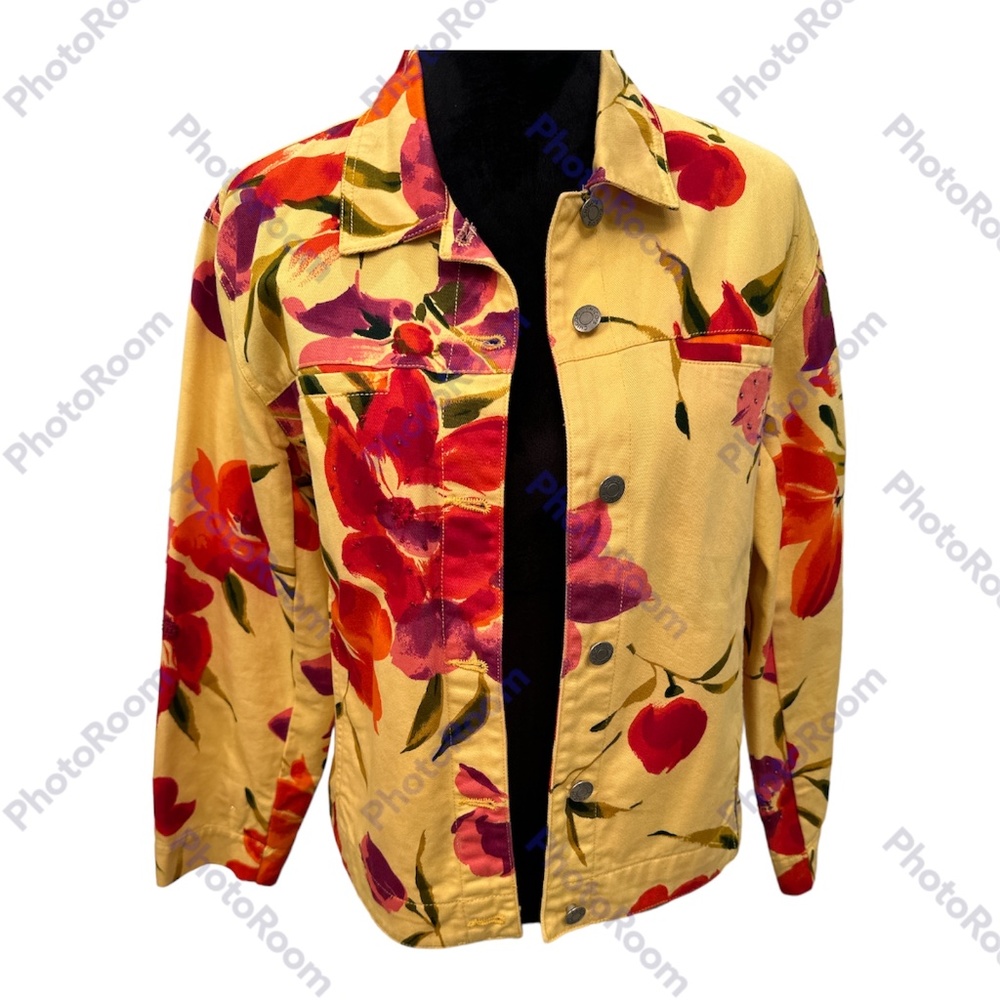 Chico's Yellow Floral Jacket